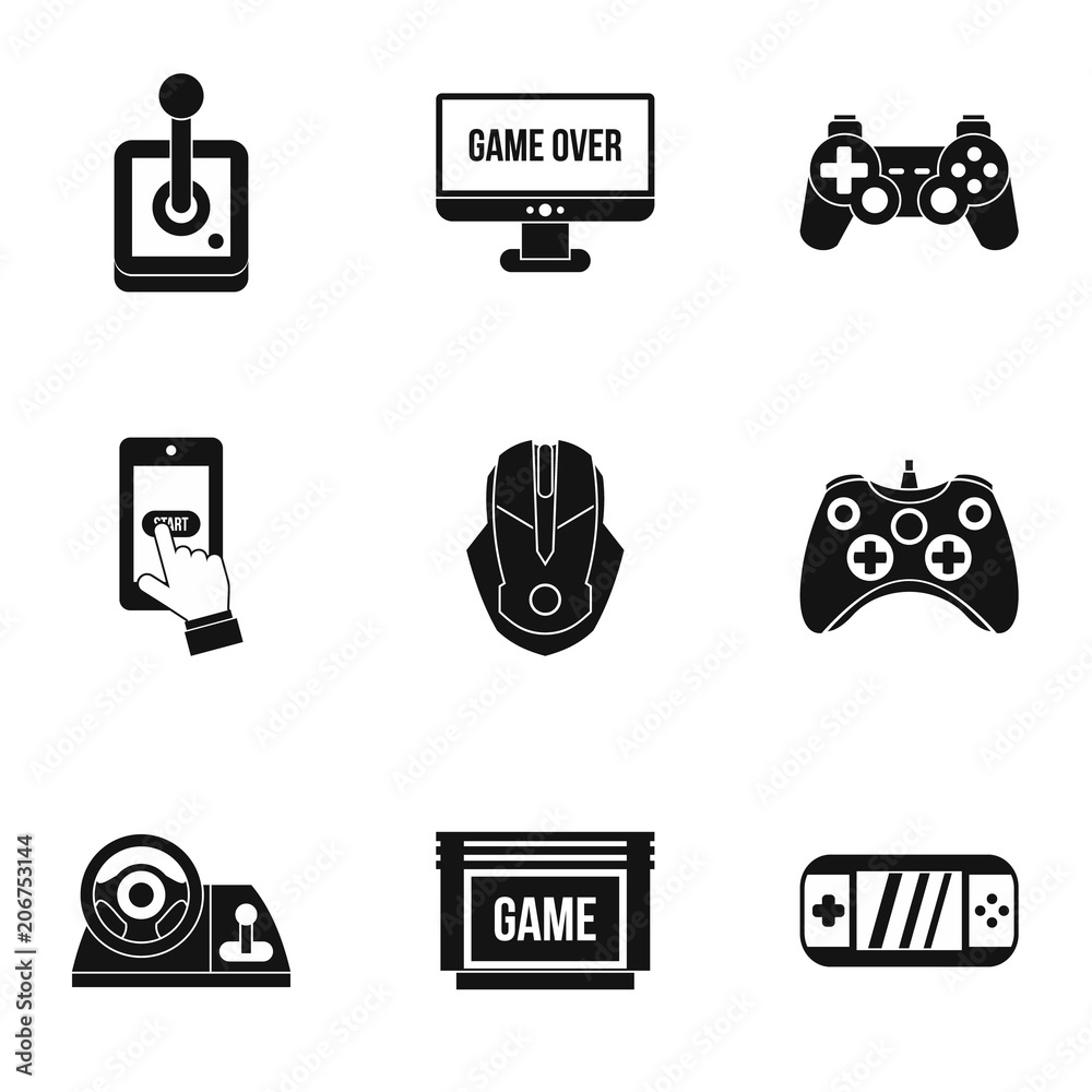 Computer games icons set. Simple illustration of 9 computer games vector icons for web Computer games icons set. Simple illustration of 9 computer games vector icons for web