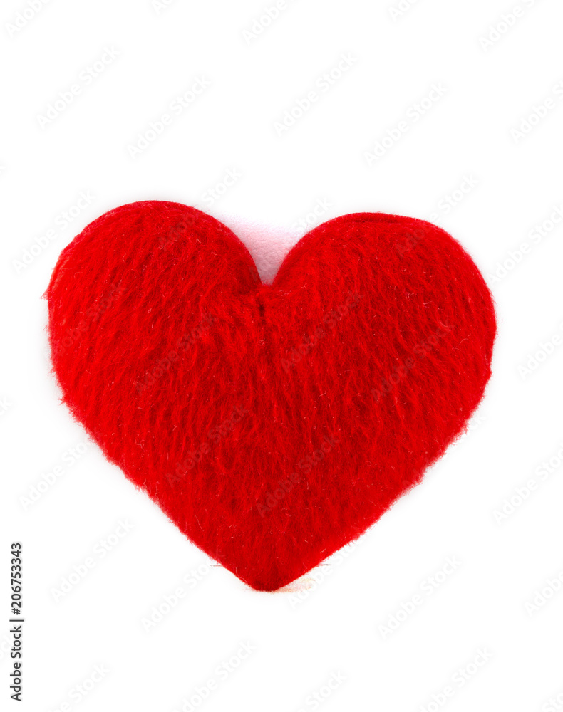 heart pillow on white background