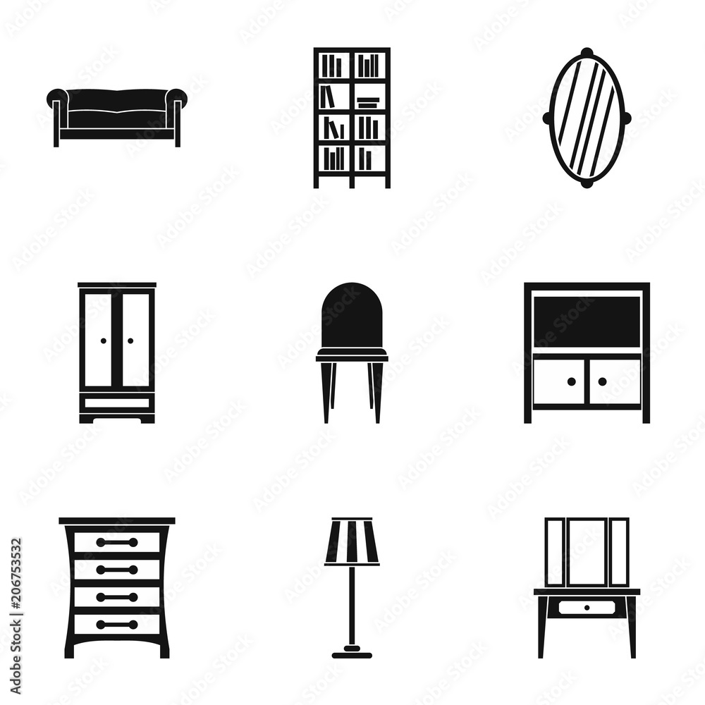 Home furnishings icons set. Simple illustration of 9 home furnishings vector icons for web Home furnishings icons set. Simple illustration of 9 home furnishings vector icons for web
