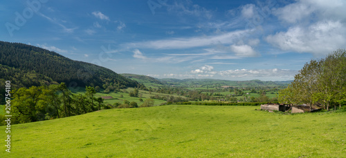 Fotografie Panorama over typical english or welsh farming country
