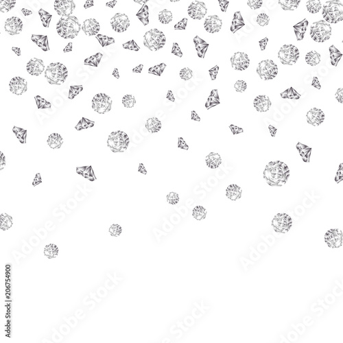 Shiny diamond gems falling isolated. Beautiful luxury jewelry brilliant elegance glowing stones