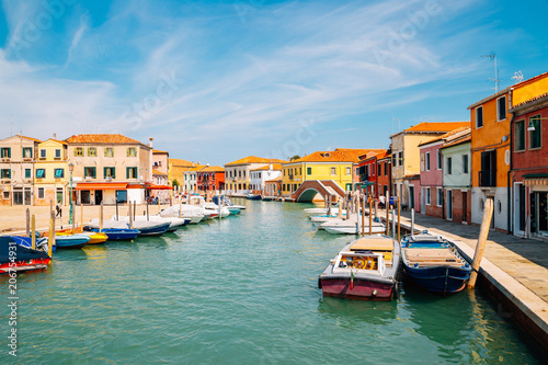 Colorful buildings and canal in Murano island, Venice, Italy