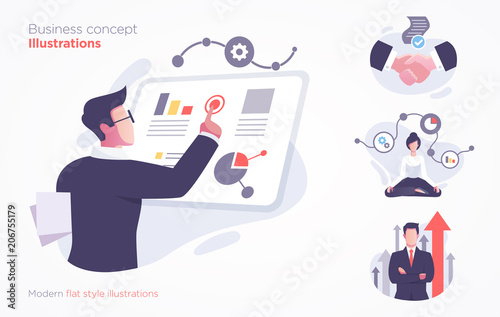 Set of business concept illustration. Modern flat style illustration