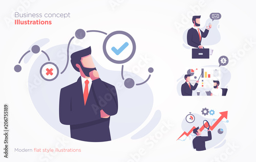 Set of business concept illustration. Modern flat style illustration