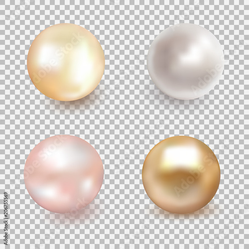 Set of beautiful shiny sea pearl