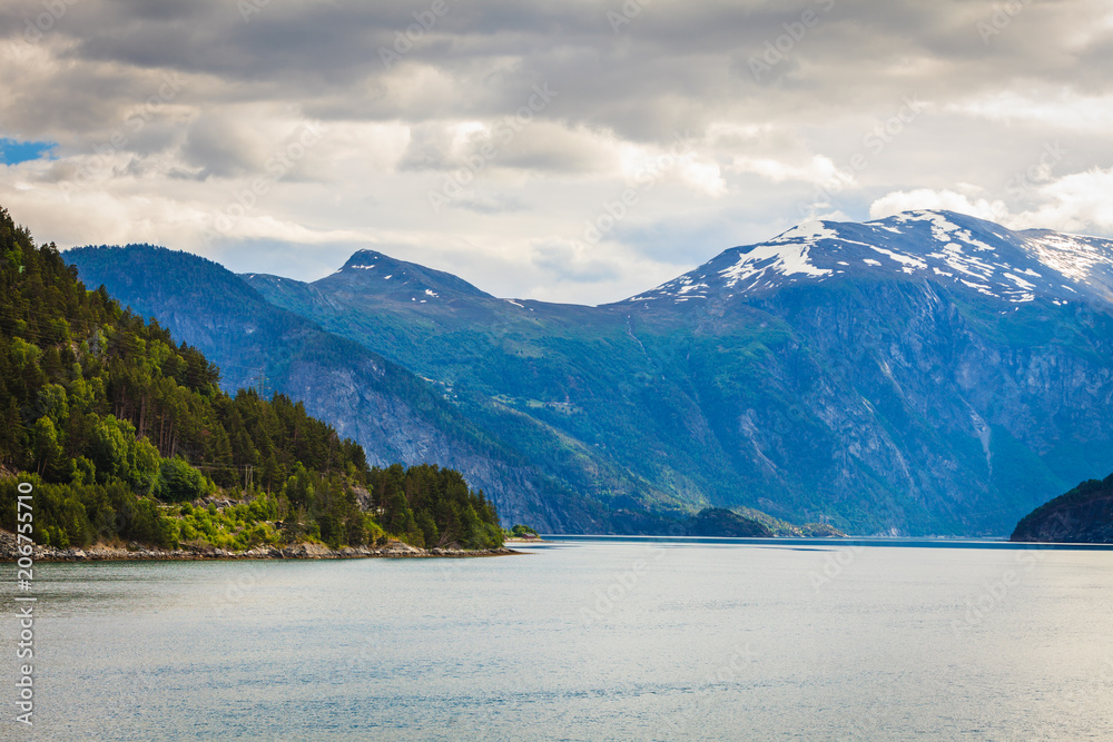 Mountains landscape and fjord in Norway Mountains landscape and fjord in Norway