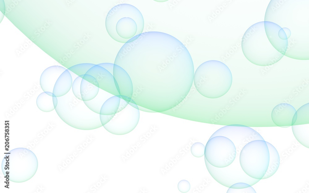 Light pastel colored background with green bubbles. Wallpaper, texture with  bubbles. 3D illustration Stock Illustration | Adobe Stock