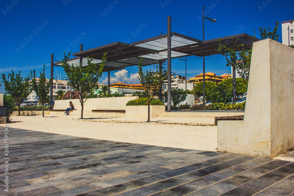 Obraz premium Boulevard San Pedro de Alcantara. Promenade in the city of San Pedro de Alcantara, Marbella. Malaga Province, Andalusia, Spain. Picture taken – 22 may 2018.