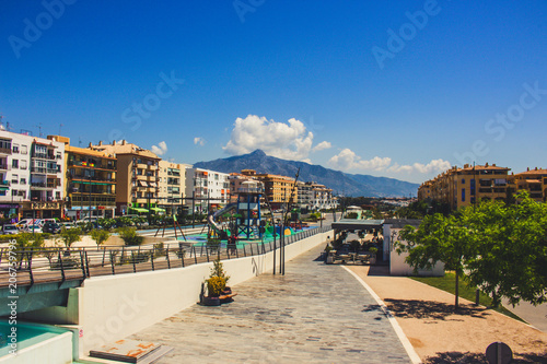 Boulevard San Pedro de Alcantara. Promenade in the city of San Pedro de Alcantara, Marbella. Malaga Province, Andalusia, Spain. Picture taken – 22 may 2018. photo