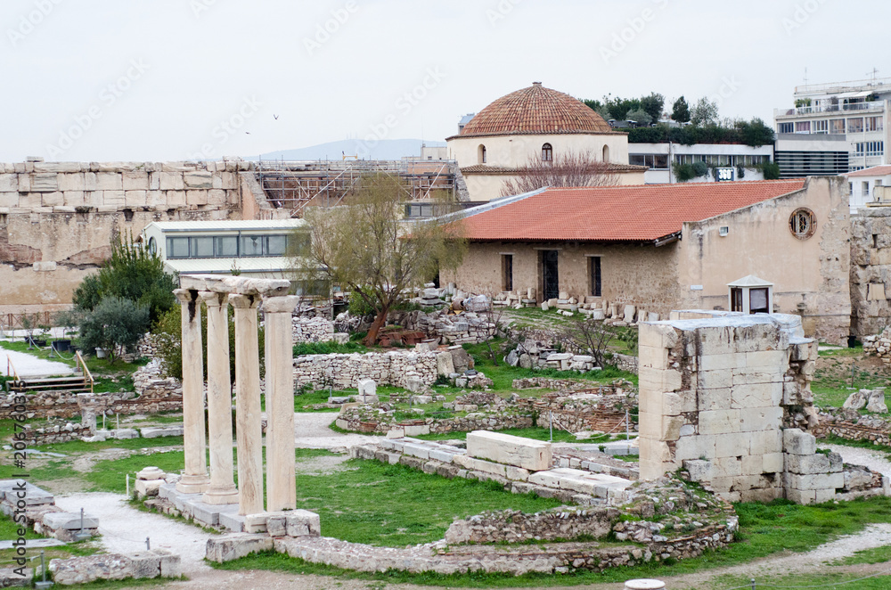 Ottoman ancient mosque in Athens and Hellenistic Roman marbles