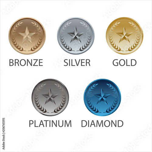 First place. Second place. Third place. Award Medals Set