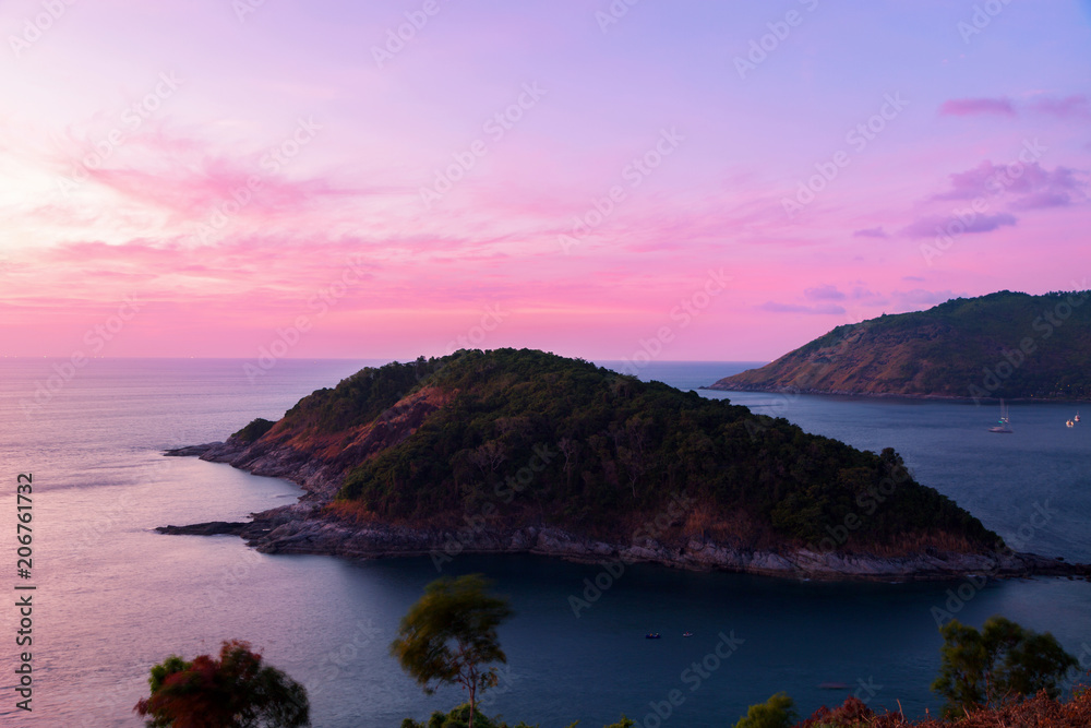 small tropical island with dramatic sky scenery view in phuket thailand