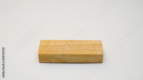 wooden board on white background closeup