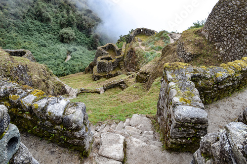 Phuyupatamarca, an impressive archaeological site located along the Inca Trail to Machu Picchu. Cusco, Peru