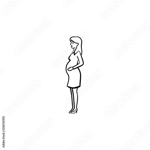 A woman expecting a baby hand drawn outline doodle icon