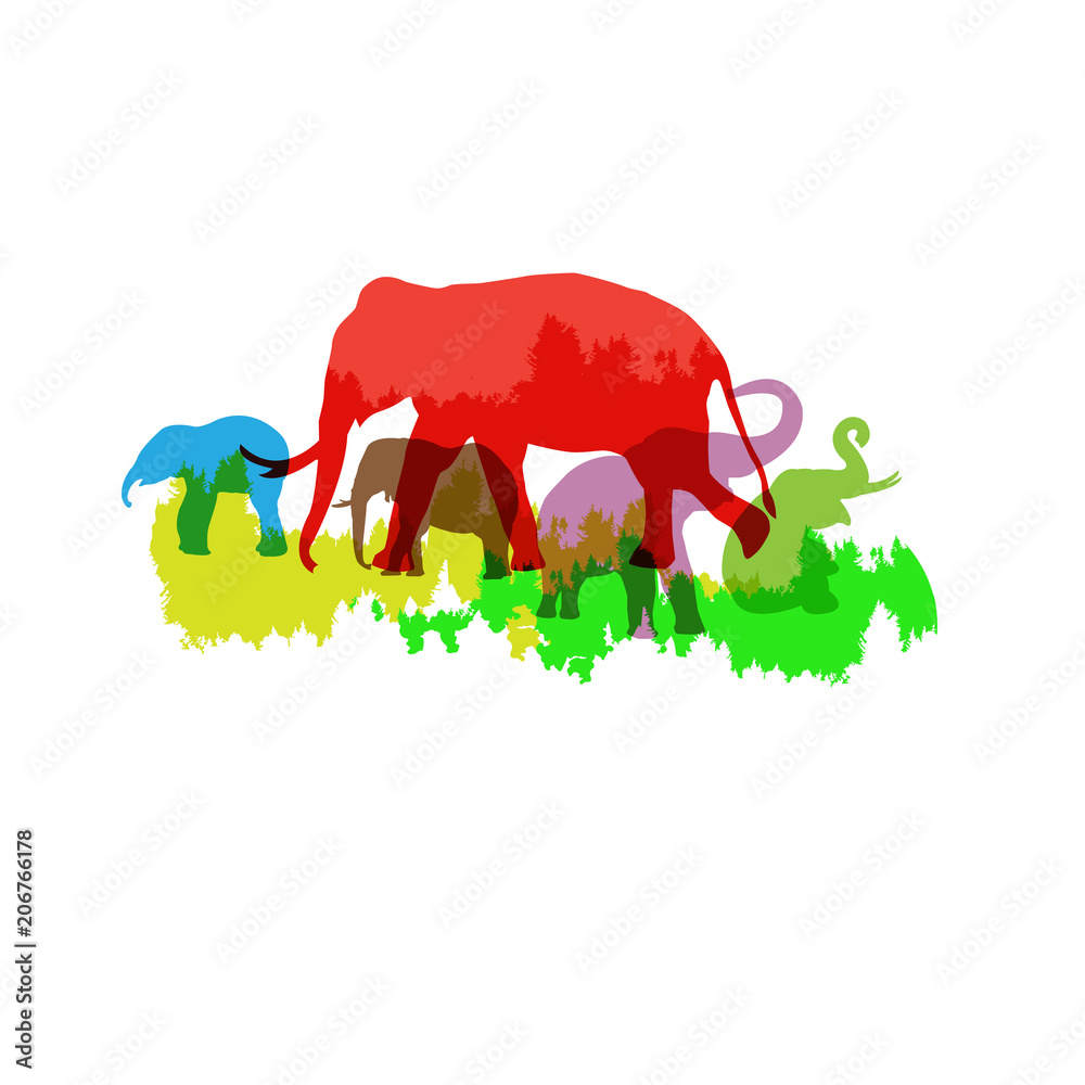 elephant logo. on black background. vector. Illustration. logo. symbol.  abstract. design. Animals. landscape Stock Vector | Adobe Stock