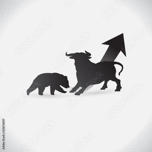 Bull and bear shapes that look like made of charts. on white background. vector. Illustration. logo. symbol. abstract. design. Animals. logo. The growing Business market
