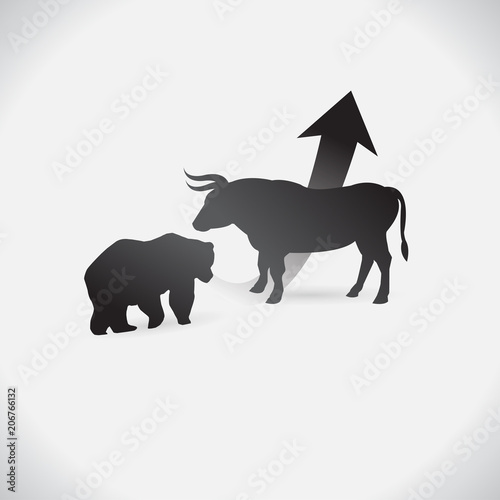 Bull and bear shapes that look like made of charts. on white background. vector. Illustration. logo. symbol. abstract. design. Animals. logo. The growing Business market