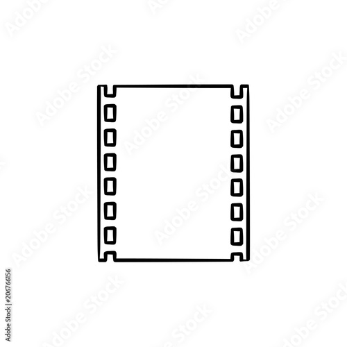 Cine-film strip hand drawn outline doodle icon. Motion movie, old vintage film frame vector sketch illustration for print, web, mobile and infographics isolated on white background.
