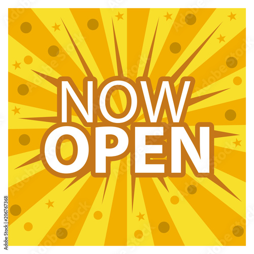 Now open on the yellow background. Flat vector illustration.