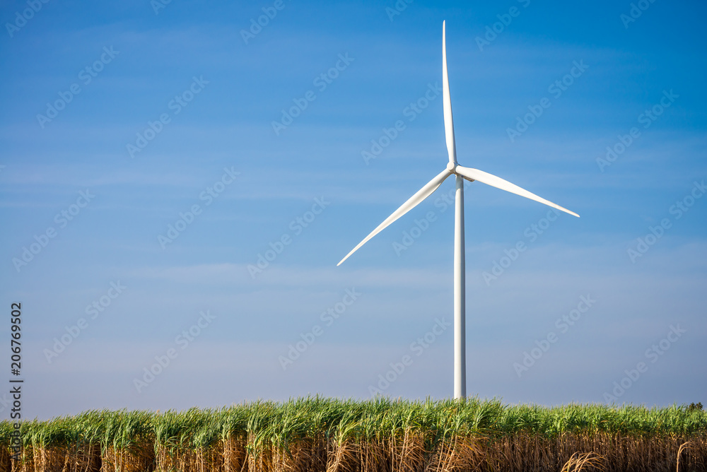 Wind turbines generating electricity with blue sky Wind turbines generating electricity with blue sky