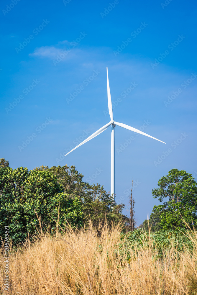 Wind turbines generating electricity with blue sky Wind turbines generating electricity with blue sky