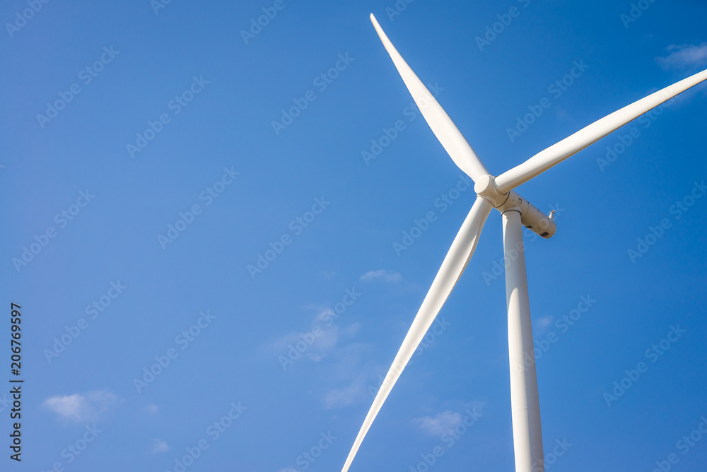 Wind turbines generating electricity with blue sky Wind turbines generating electricity with blue sky
