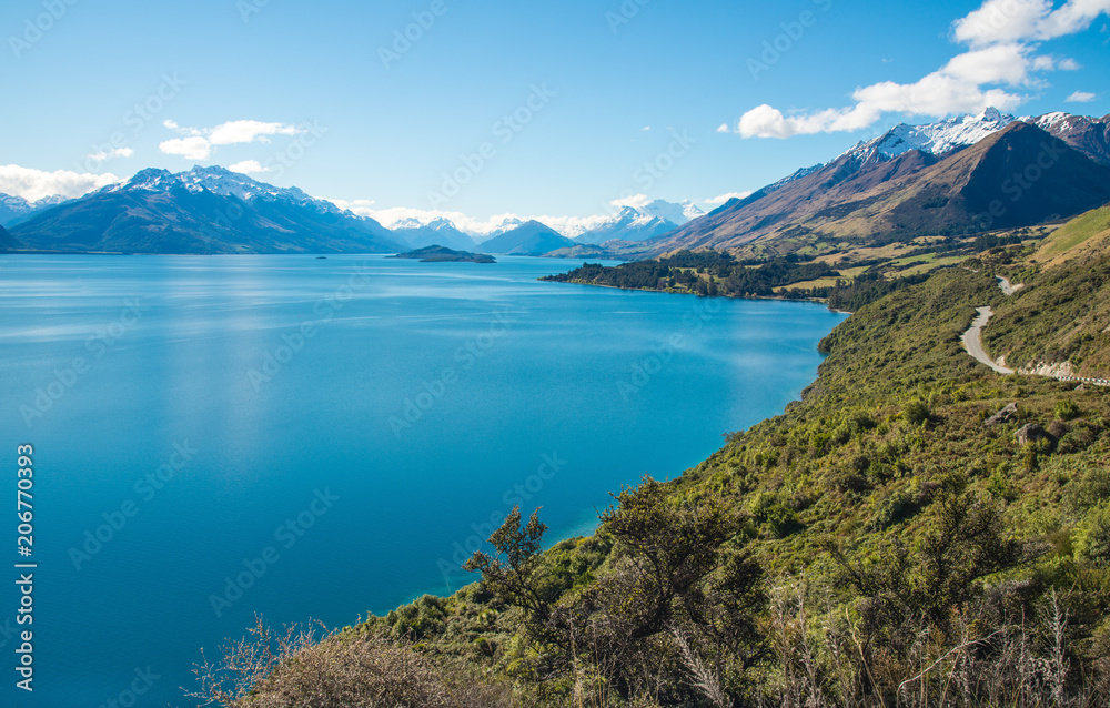 View from the head of lake Wakatipu the third largest lake in New Zealand.