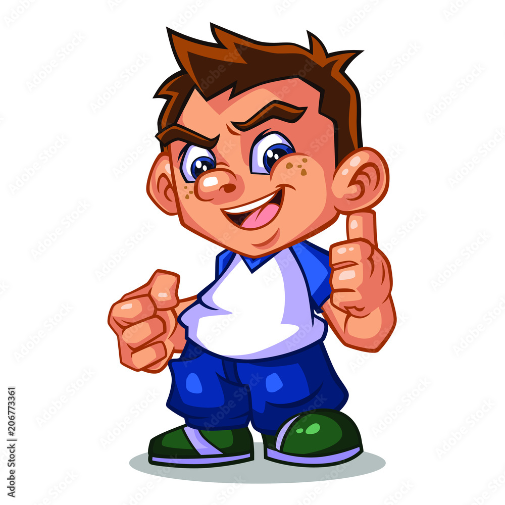 Boy Thumbs Up Mascot Design Vector Stock Vector 