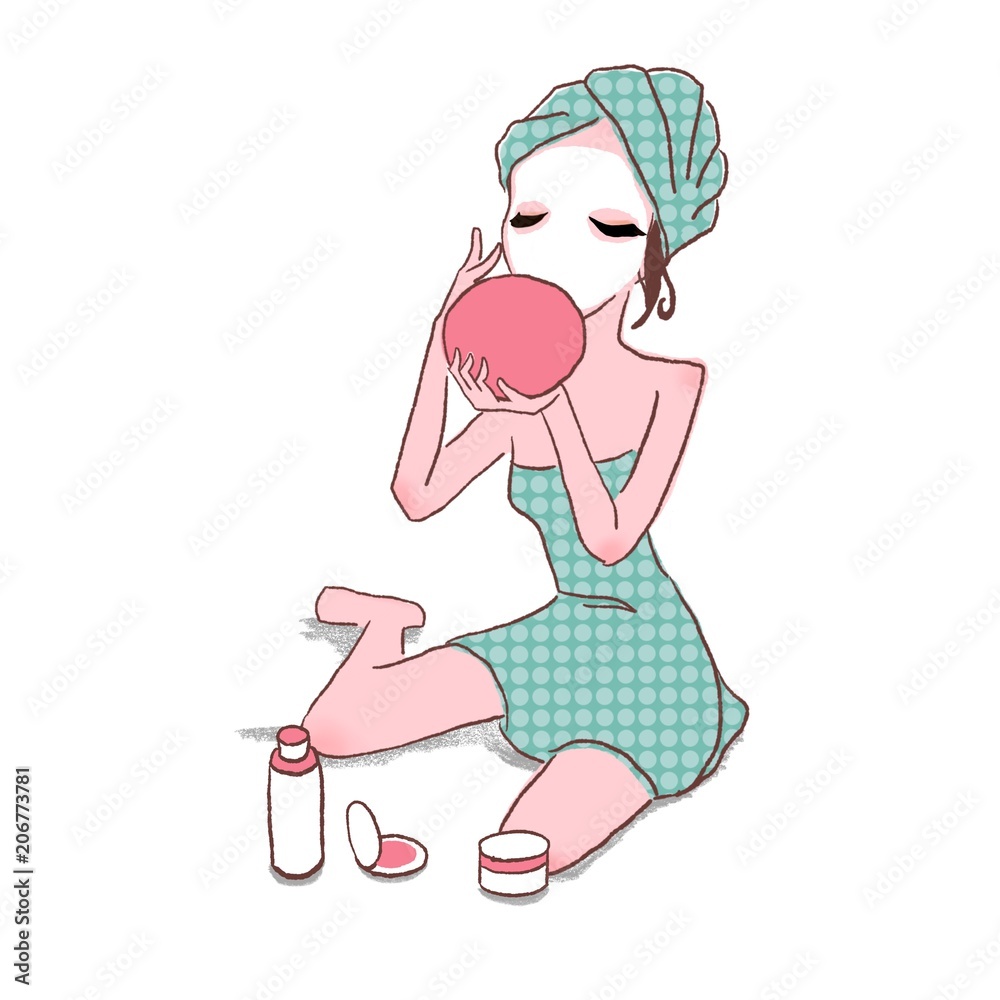 スキンケアする女の子 美肌パック Stock イラスト Adobe Stock