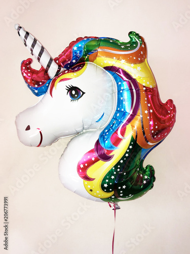 Balloon in the form of a fairy unicorn with a colorful glittering mane