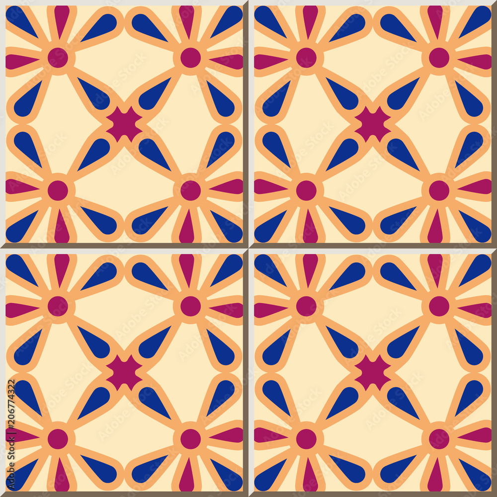 Ceramic tile pattern Curve Round Cross Frame Flower