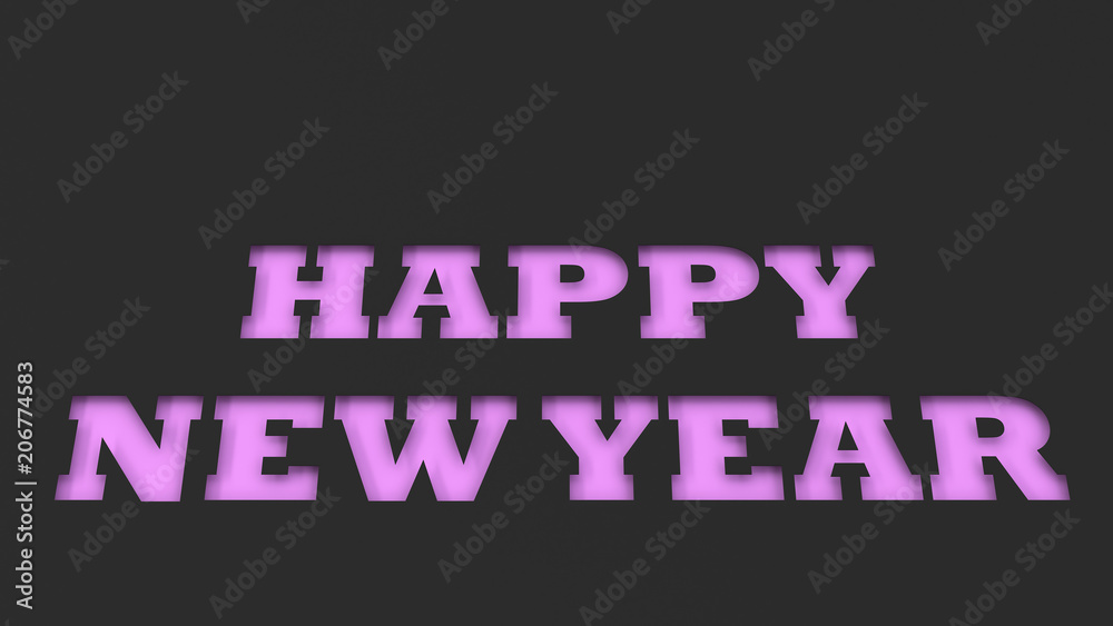 Fototapeta premium Purple Happy New Year words cut in black paper