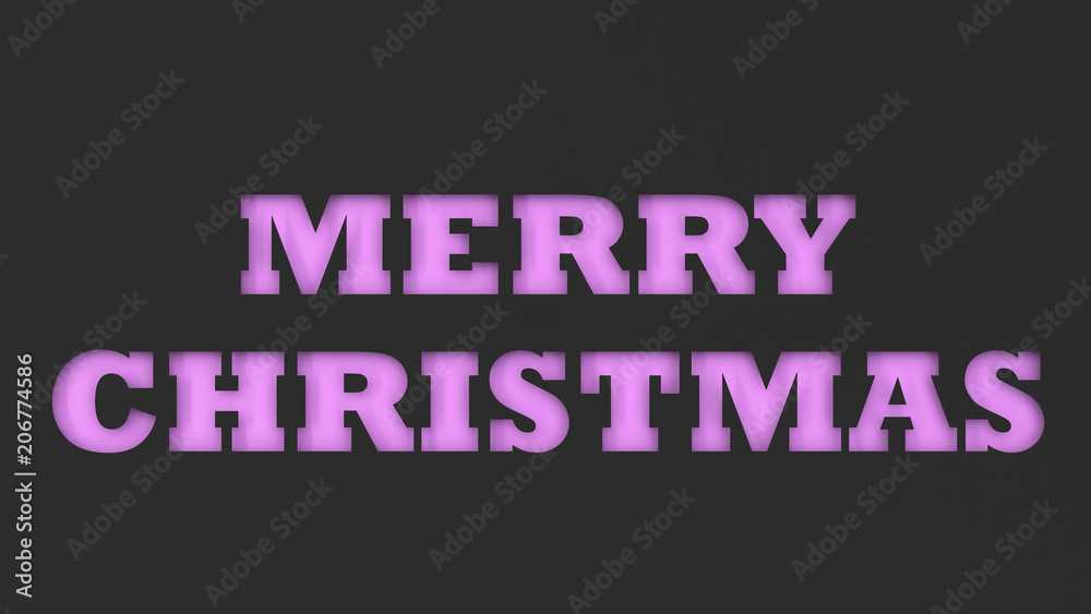 Fototapeta premium Purple Merry Christmas words cut in black paper