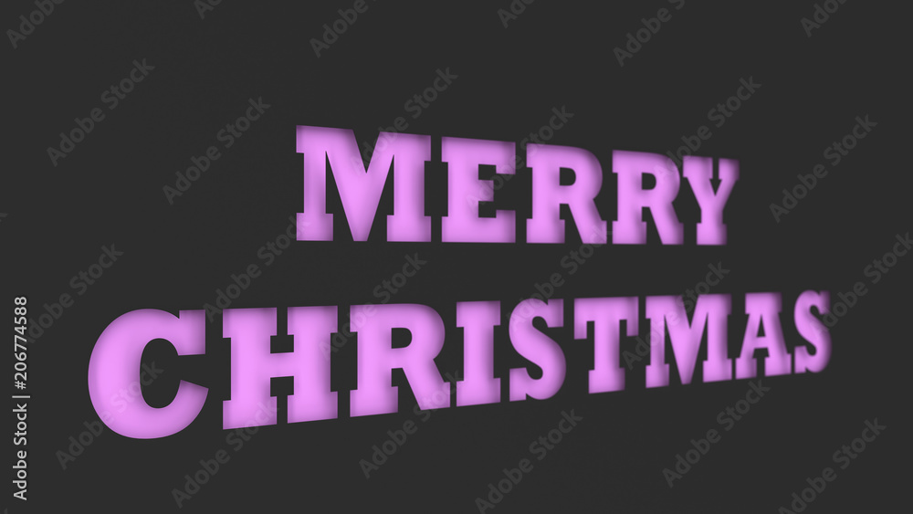 Purple Merry Christmas words cut in black paper Purple Merry Christmas words cut in black paper