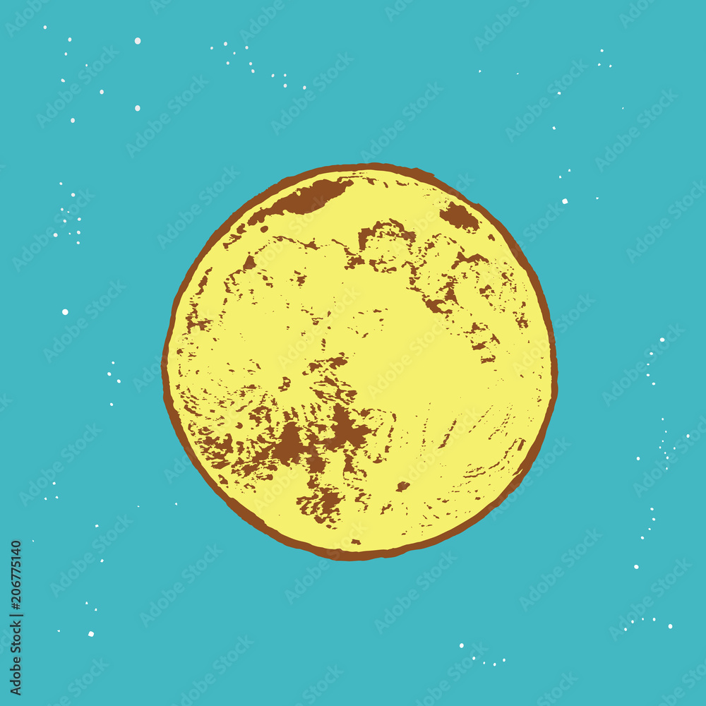 Fototapeta premium Moon hand drawn with starry. Background night sky. Lunar design in doodle style.