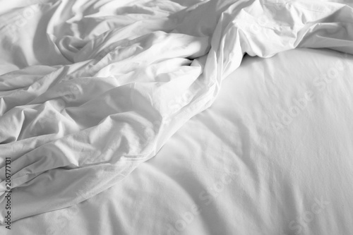 Abstract concept Closeup on black and white sensual  image of bed sheet crumpled background.