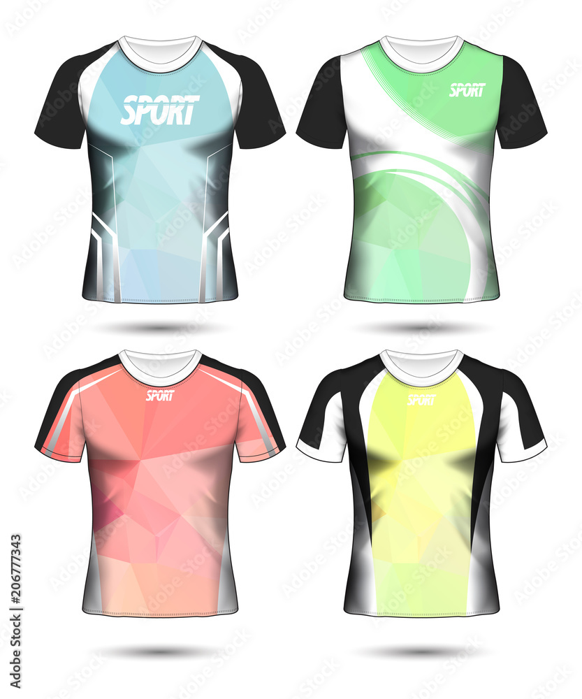 Set of Soccer sport t-shirt layout design poly template and polo shirt vector illustration Set of Soccer sport t-shirt layout design poly template and polo shirt vector illustration