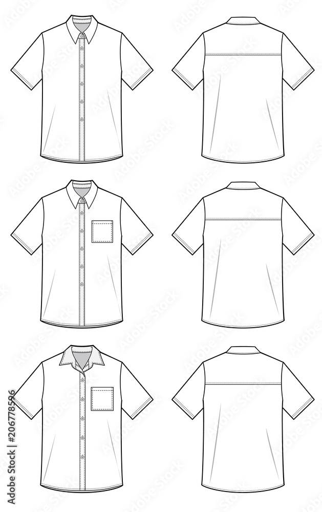 Shirt top fashion flat technical drawing template Stock Vector | Adobe ...