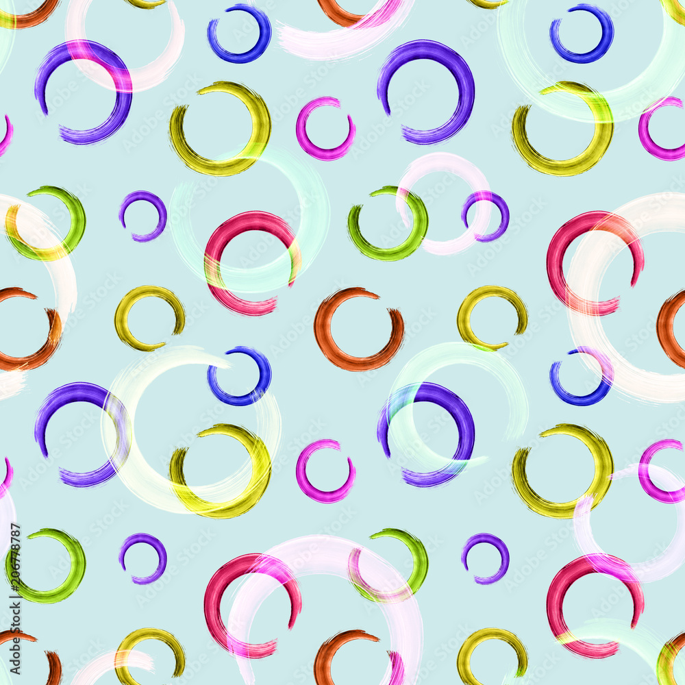 Seamless retro pattern in multi-colored polka dots on light blue background. Seamless retro pattern in multi-colored polka dots on light blue background.