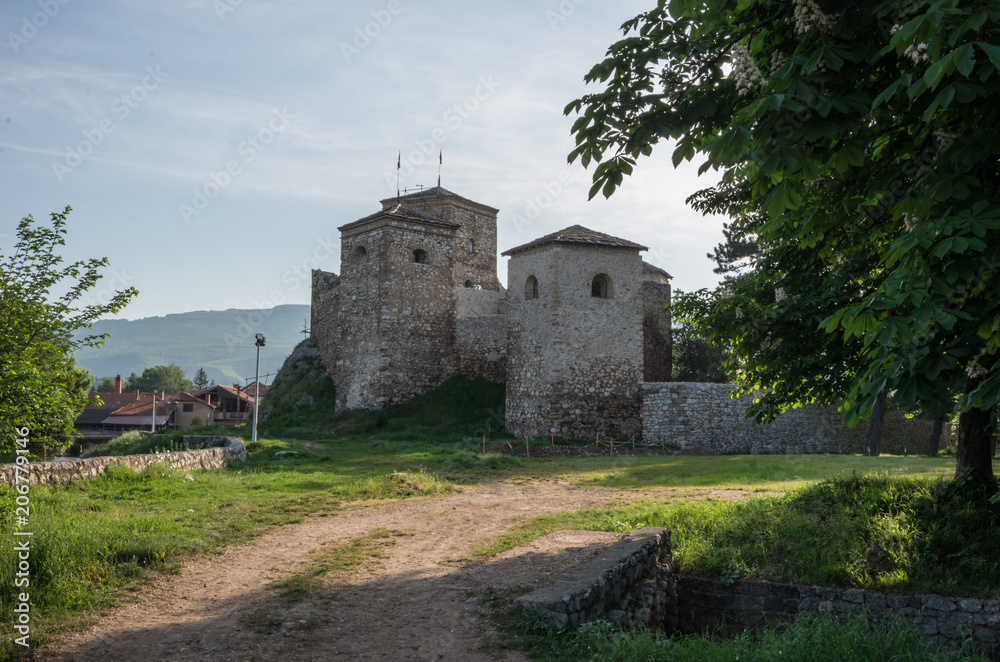 Ancient fortress called Momcilov grad in Pirot city park in Serbia,