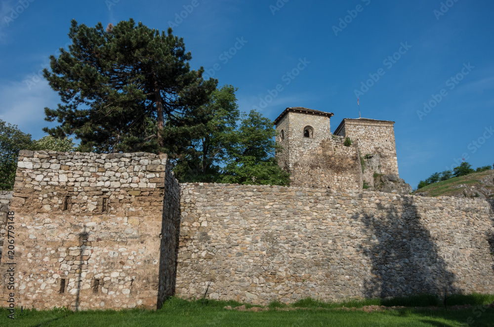 Ancient fortress called Momcilov grad in Pirot city park in Serbia,