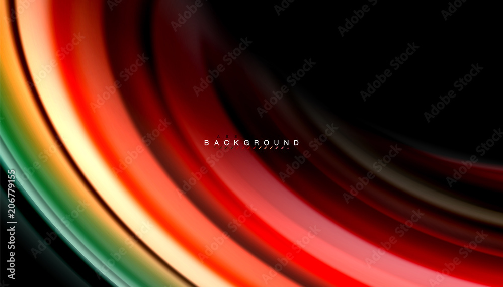 Abstract wave lines fluid rainbow style color stripes on black background Abstract wave lines fluid rainbow style color stripes on black background