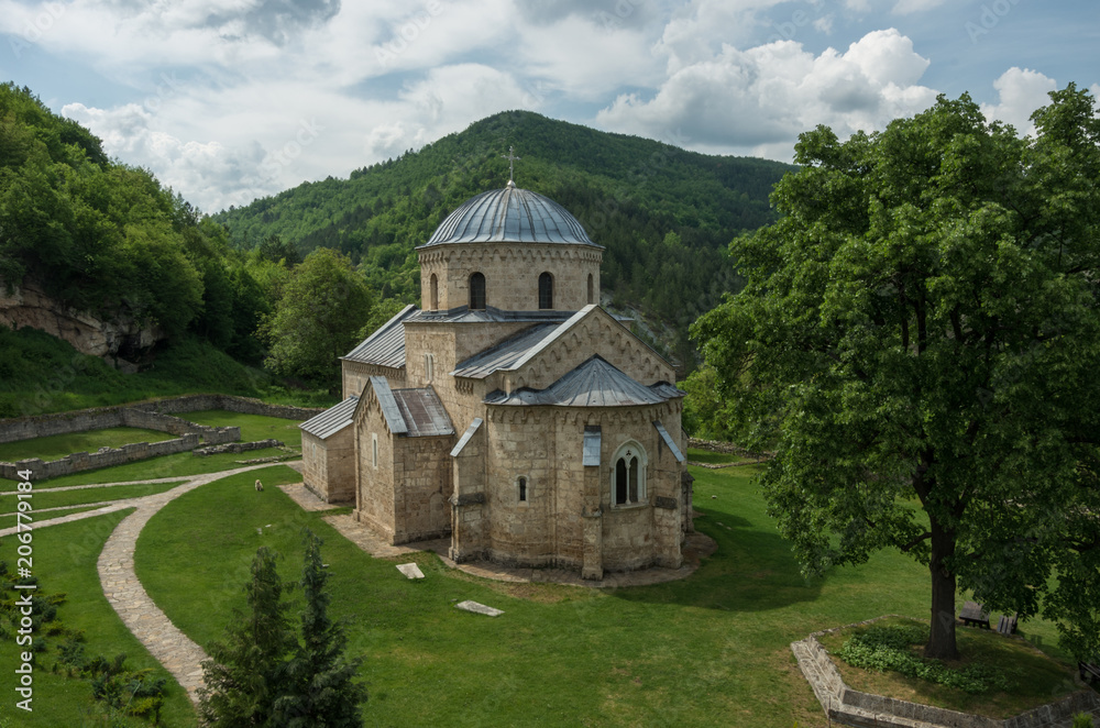 The church in the orthodox monastery Gradac in Serbia. Gradac Monastery is located in Golija tourist region, and near the tourist center Kopaonik. The church in the orthodox monastery Gradac in Serbia. Gradac Monastery is located in Golija tourist region, and near the tourist center Kopaonik.
