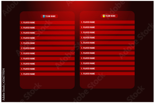 Soccer starting lineup squad. Football or soccer playing field with set of infographic. broadcast Graphics for soccer. vector illustration