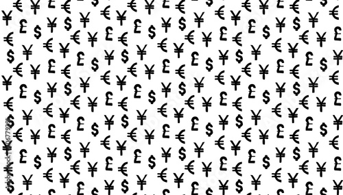 Money currency pattern background. world currency of dollar  euro  pound and yen sings