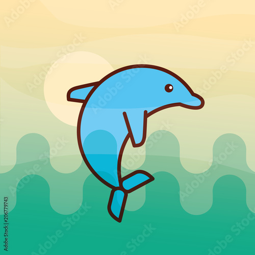 cetacean dolphin sea life cartoon ocean vector illustration