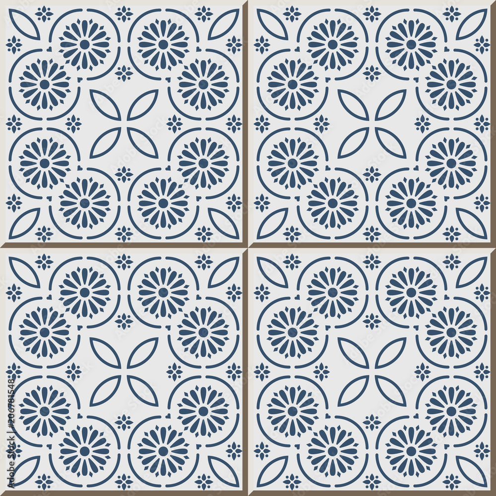 Ceramic tile pattern blue round curve cross frame dot line flower Ceramic tile pattern blue round curve cross frame dot line flower