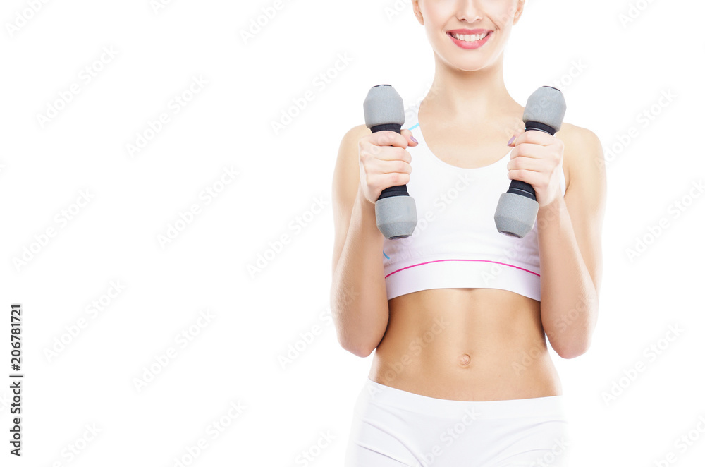 Young and sporty woman isolated on white background Young and sporty woman isolated on white background