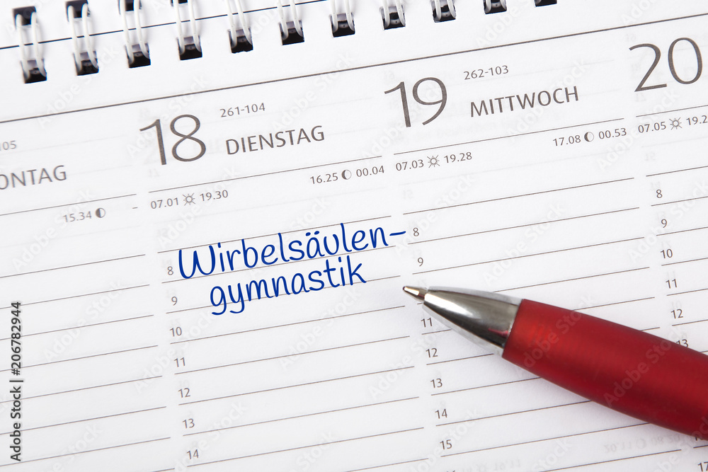 Eintrag im Kalender: Wirbelsäulengymnastik Eintrag im Kalender: Wirbelsäulengymnastik